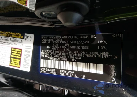 2022 Toyota Highlander Xle from USA, damaged, VIN 5TDHZRAH2NS100848